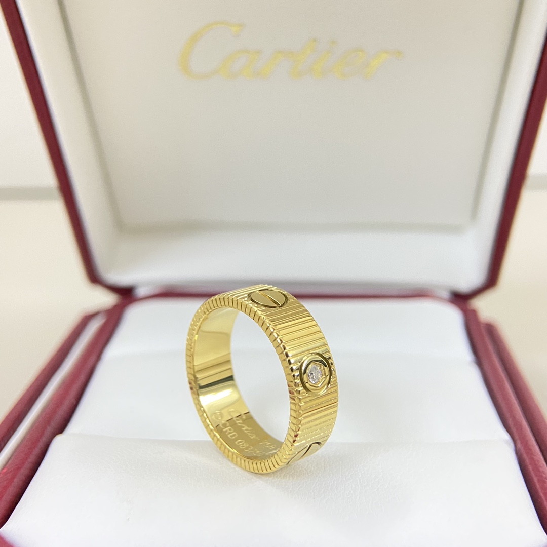 Cartier Ring New Striped Three-Diamond Screw Ring Size: 5-11
