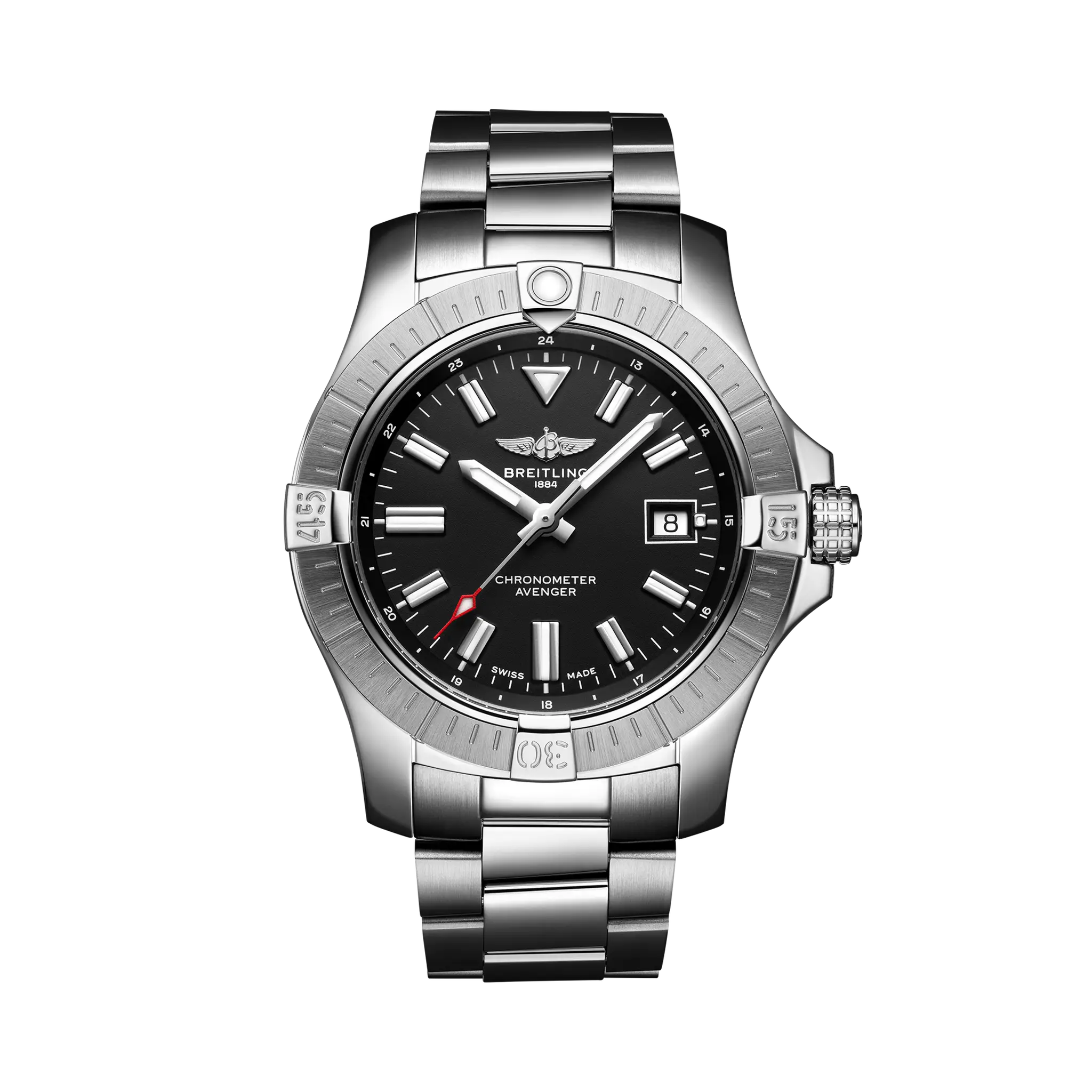 Avenger Automatic Black Dial Stainless Steel 43mm Men's Watch