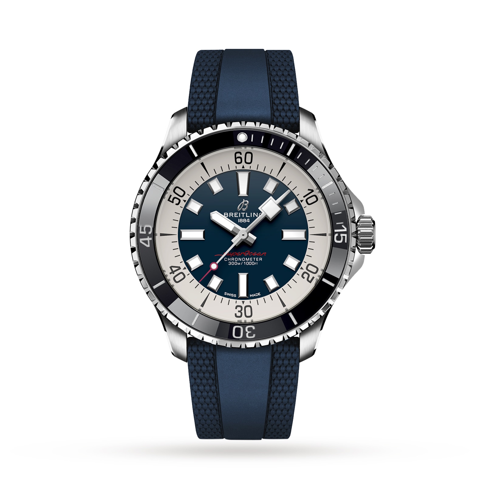 Superocean Blue Rubber 44mm Mens Watch