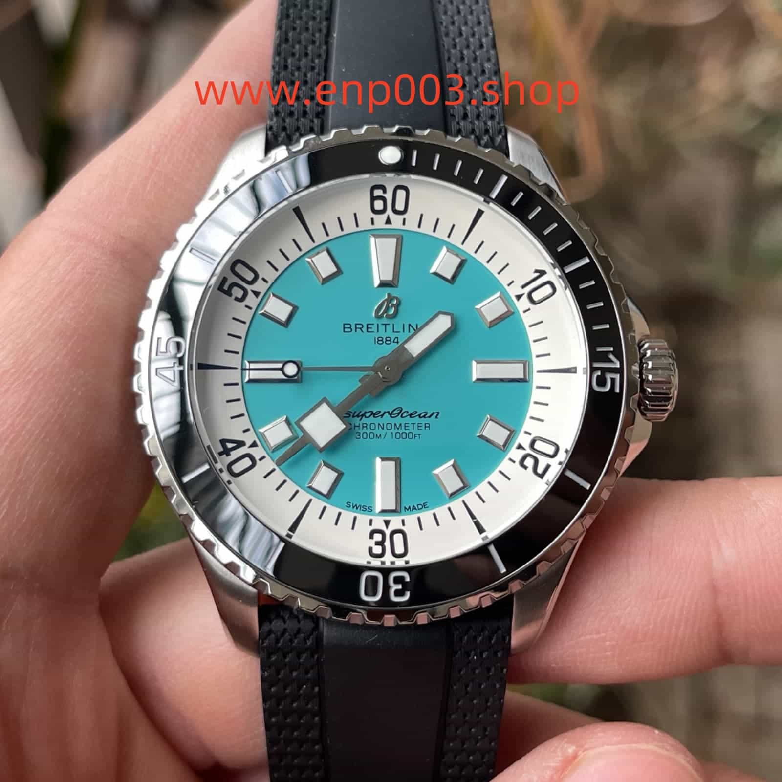 Superocean Turquoise Rubber 44mm Mens Watch