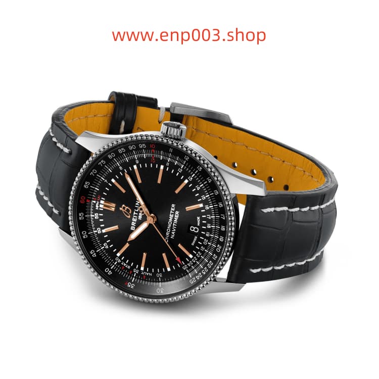 Navitimer Automatic Stainless Steel Black Leather Strap 41mm Men Watch