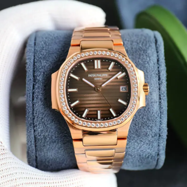 Nautilus 5711 18K rose gold case Band diamond 35.2mm Women Watch