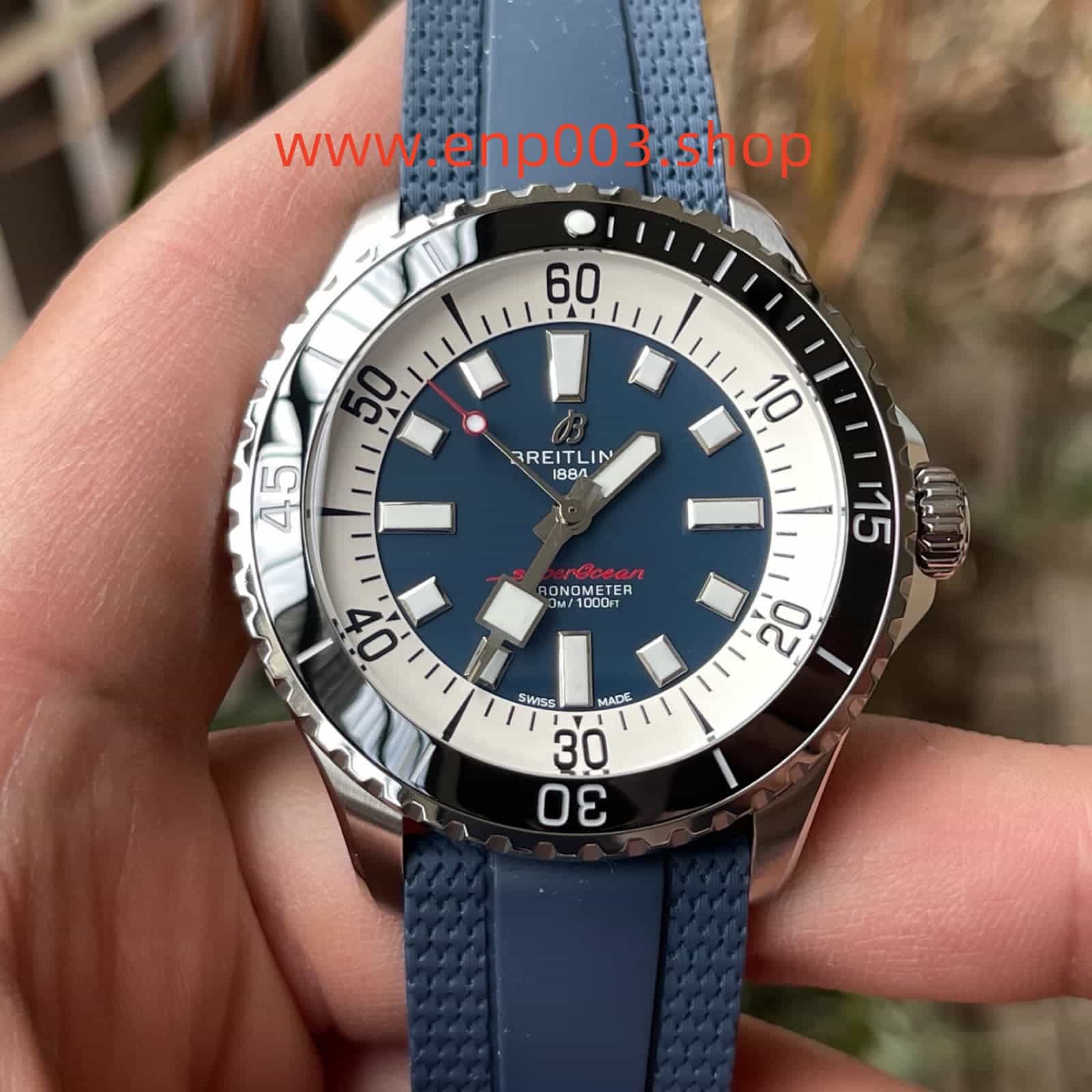 Superocean Blue Rubber 44mm Mens Watch
