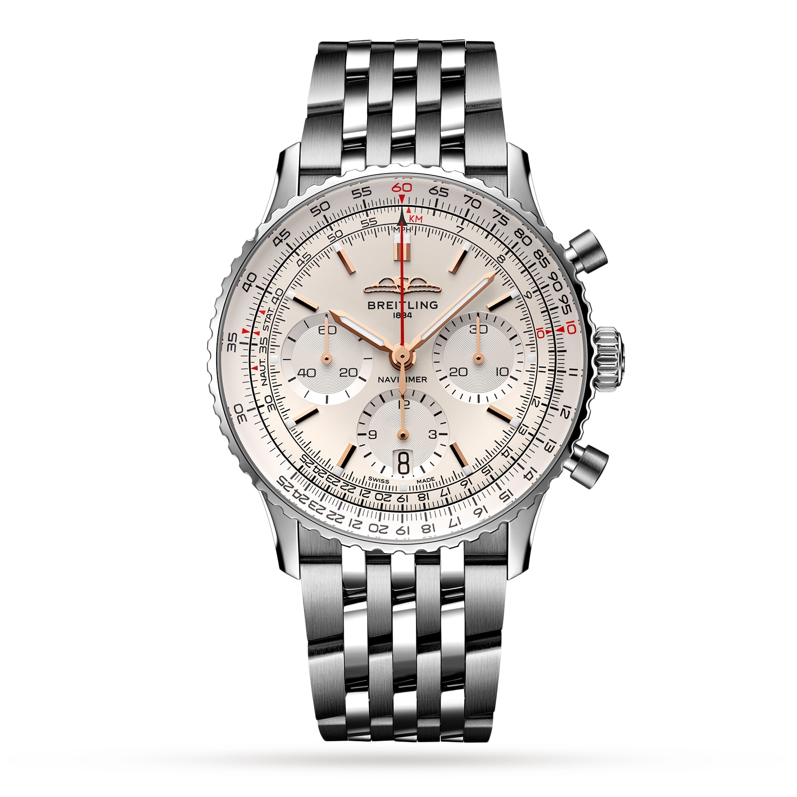 Navitimer B01 Chronograph Silver 41mm Mens Watch