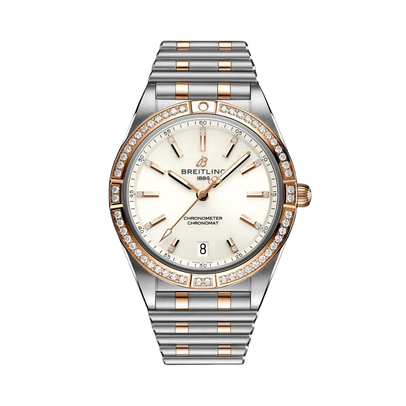 Chronomat Automatic White Diamond Dial Rose Gold and Stainless Steel 36mm Women Watch