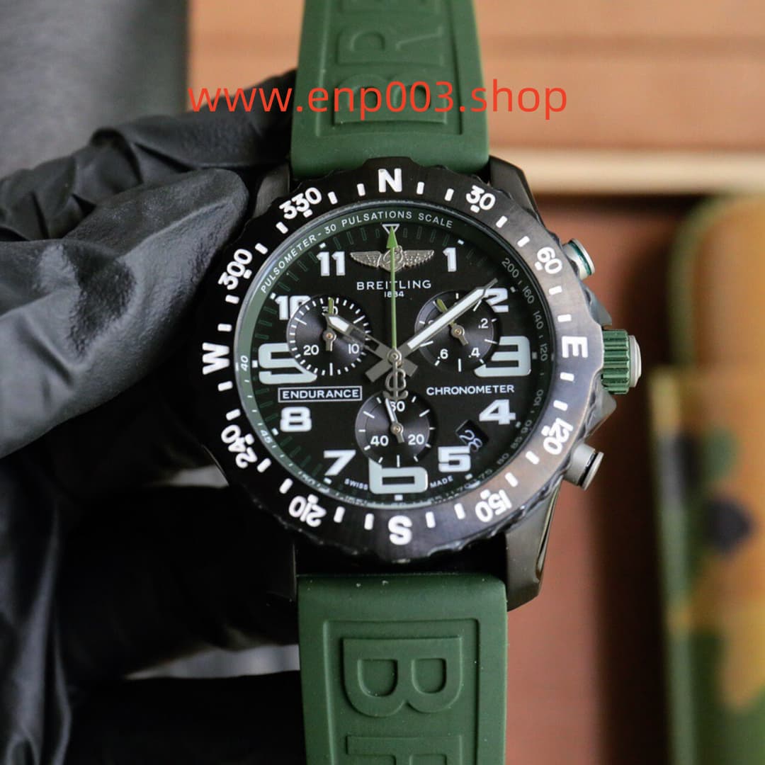 Endurance Pro Chronograph Black Dial Green Rubber Strap Men Watch