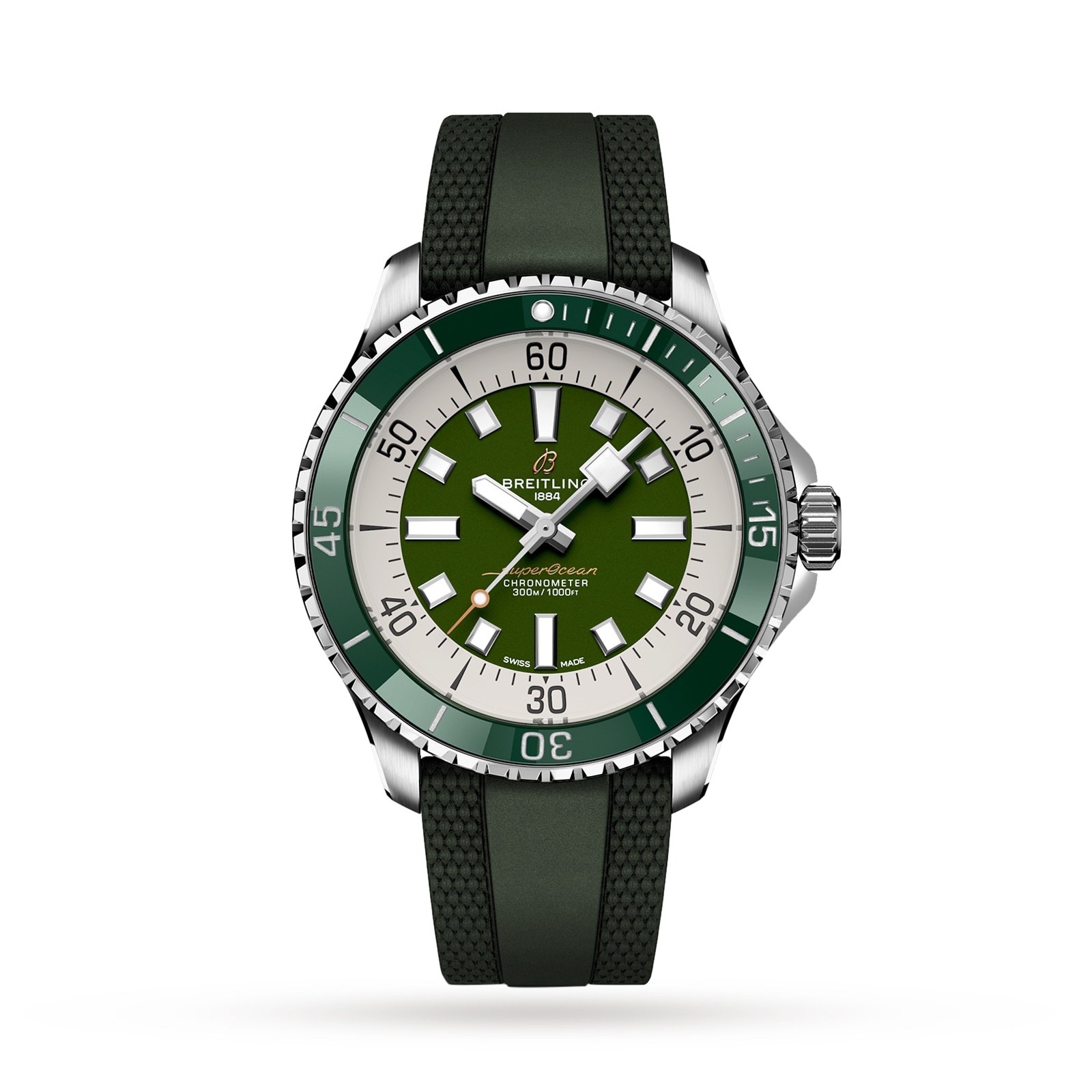 Superocean Green Rubber 44mm Mens Watch