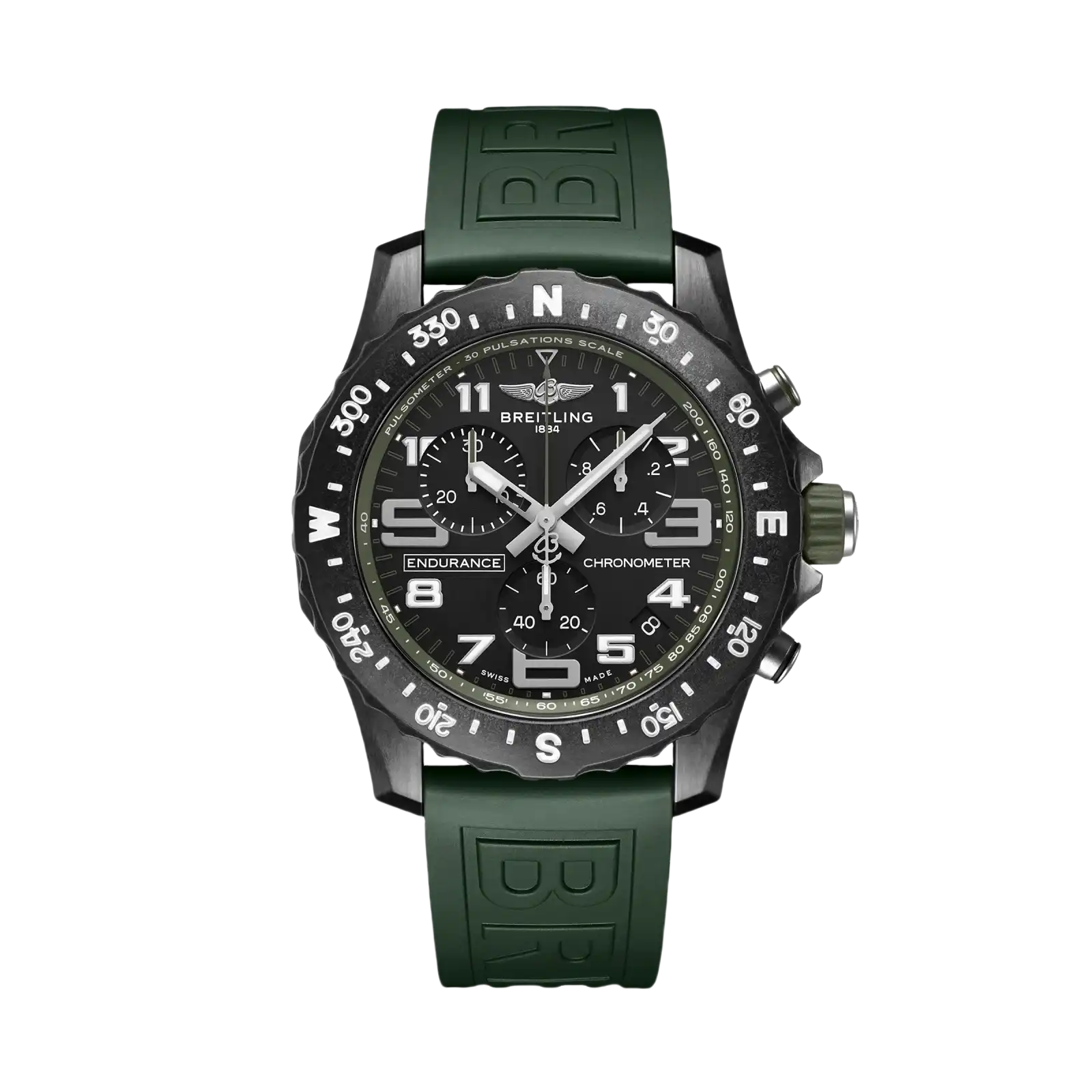 Endurance Pro Chronograph Black Dial Green Rubber Strap Men Watch