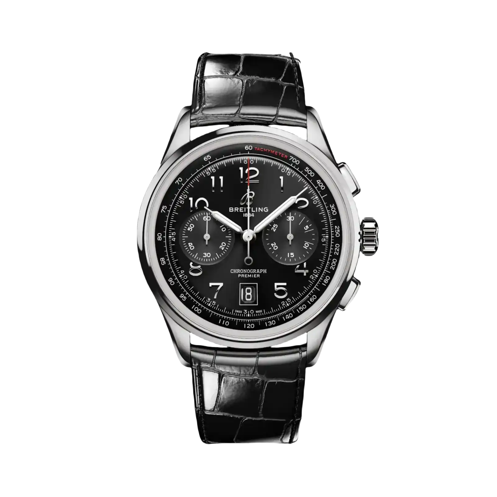 Premier B01 Chronograph Black Dial Leather Strap 42 mm Men Watch
