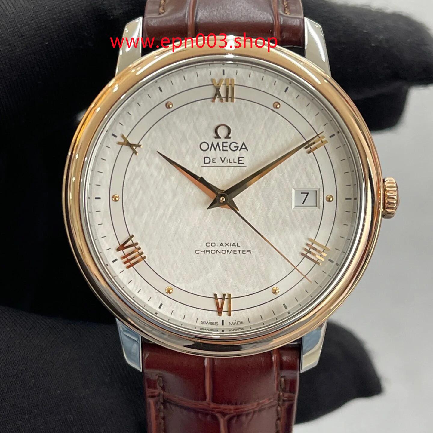 De Ville Prestige 39.5mm Steel ‑ Red Gold On Leather Starp