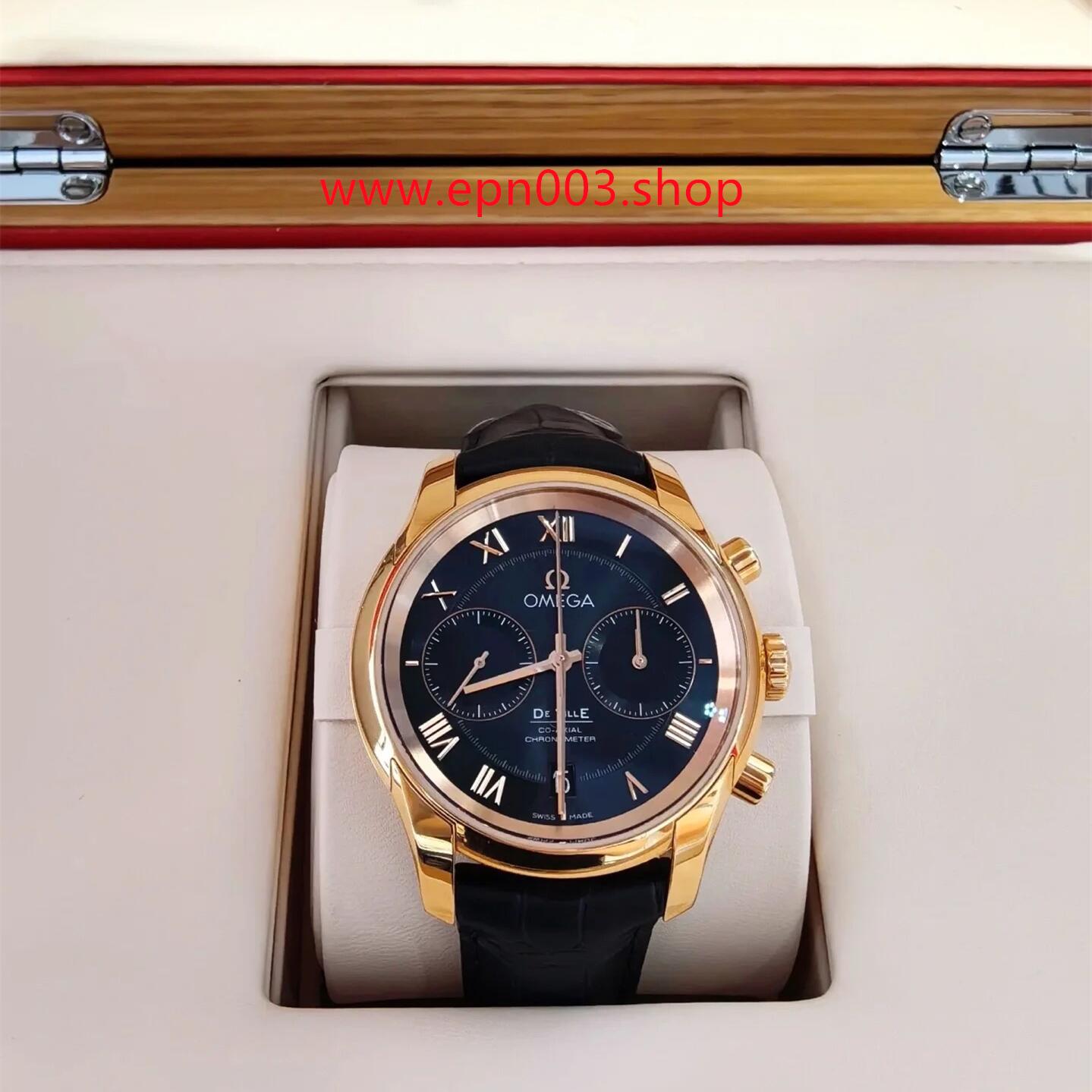 De Ville Hour Vision 42mm Red Gold On Leather Strap