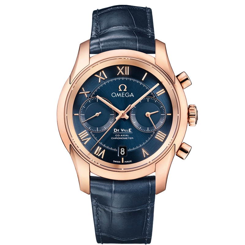 De Ville Hour Vision 42mm Red Gold On Leather Strap