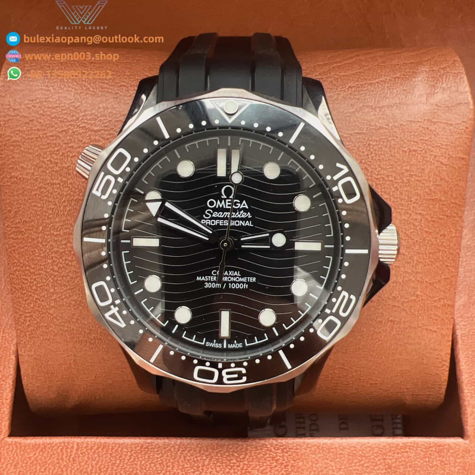 Seamaster Diver 300M 43.5mm Black Ceramic On Rubber Strap - Mens Watch