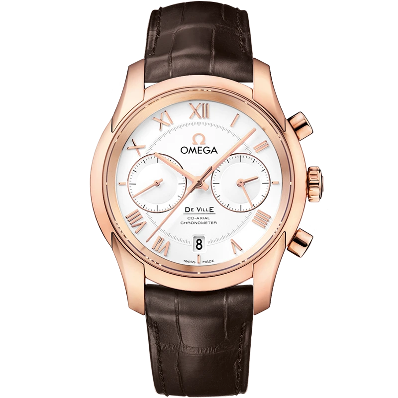 De Ville Hour Vision 42mm Red Gold On Leather Strap