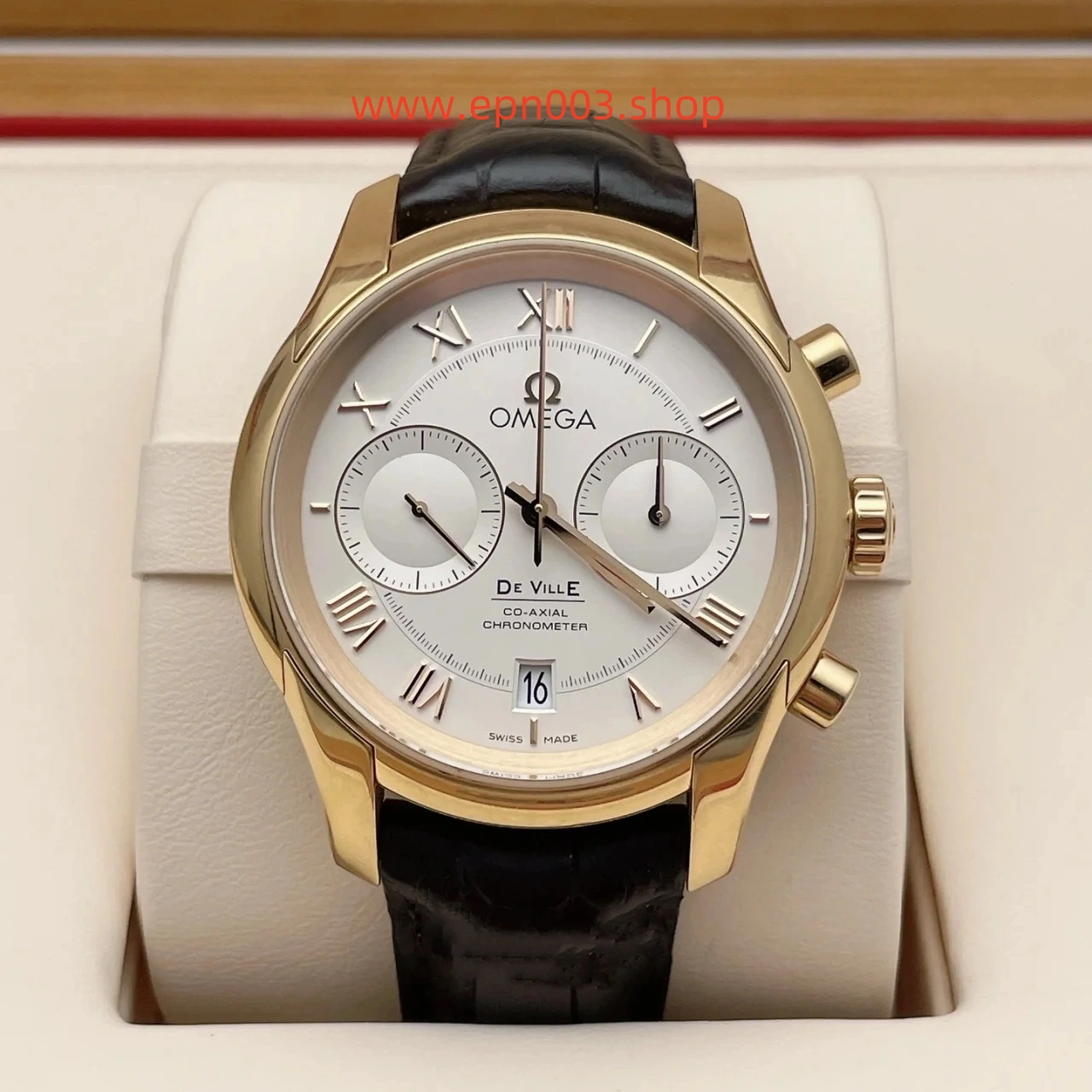 De Ville Hour Vision 42mm Red Gold On Leather Strap