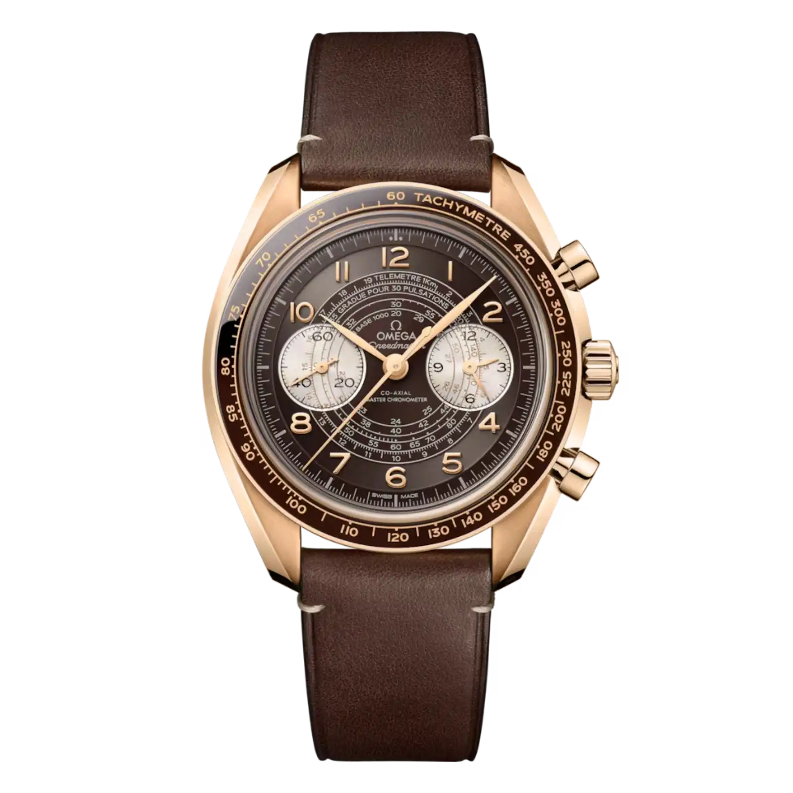 Speedmaster Two Counters Chronoscope Bronze gold on leather strap 43mm - Men's Watch