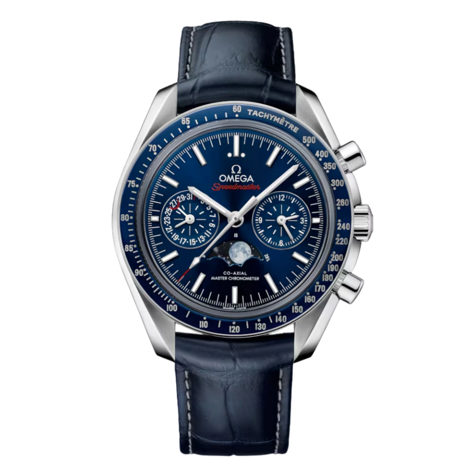 Speedmaster Two Counters Super Moonphase steel on leather strap 44.25mm - Men's Watch