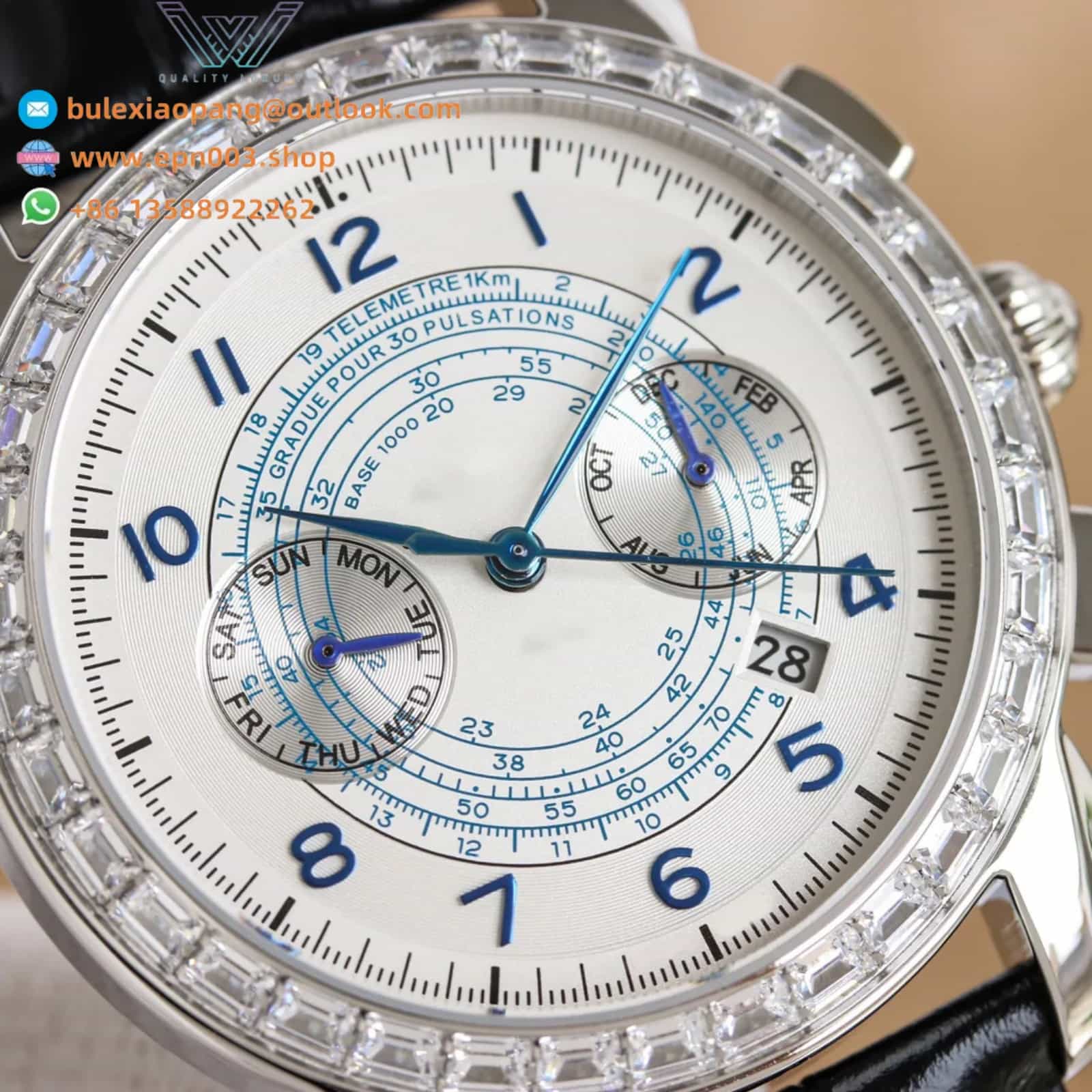 Speedmaster Two Counters Racing  with Leather Strap and White Dial 41mnm - Men's Watch