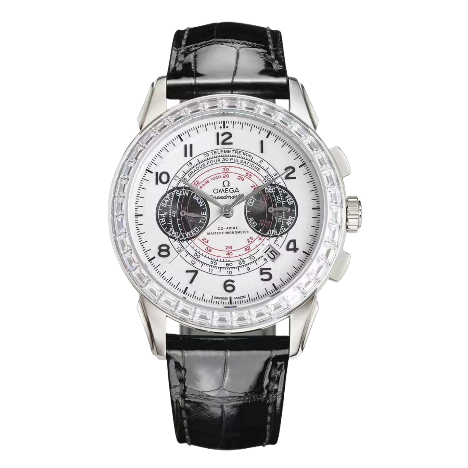 Speedmaster Two Counters Racing  with Leather Strap and White Dial 41mm - Men's Watch