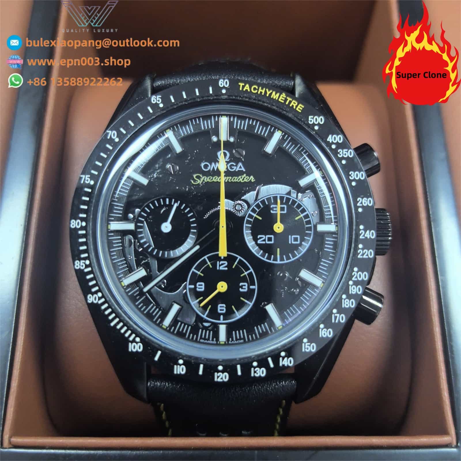 Speedmaster Dark Side of the Moon 44.25 mm-black ceramic on leather strap