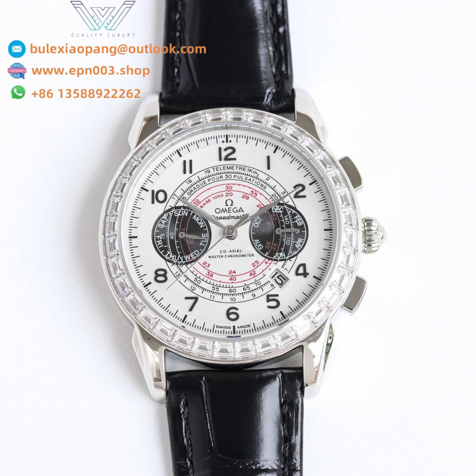 Speedmaster Two Counters Racing  with Leather Strap and White Dial 41mm - Men's Watch