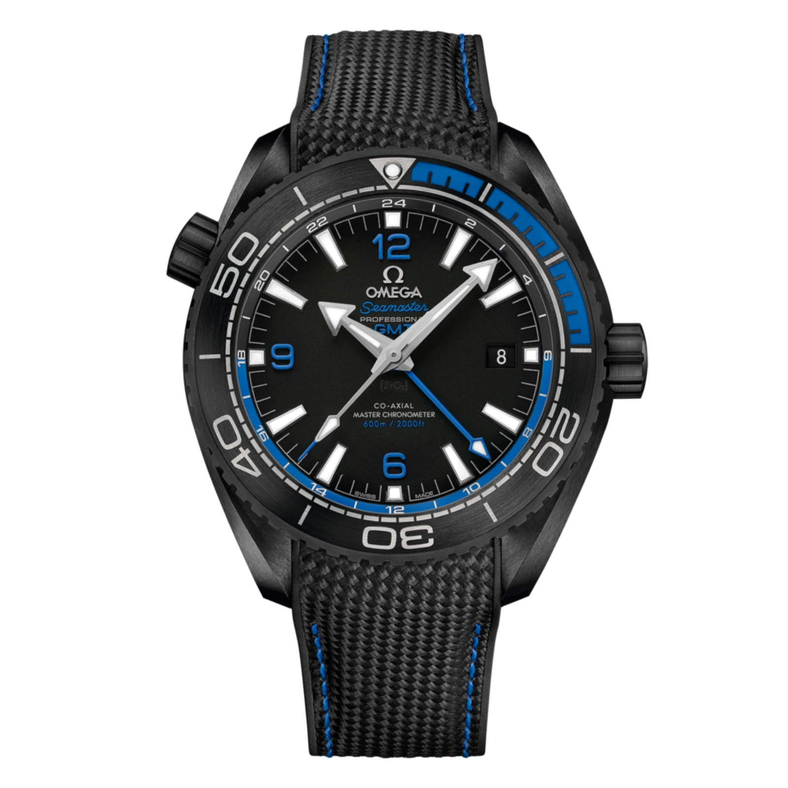 Seamaster Planet Ocean Deep Black blue Real Black Nylon Strap 45.5mm - Men's Watch