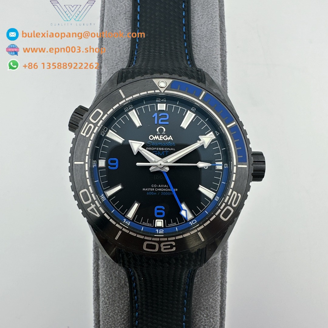 Seamaster Planet Ocean Deep Black blue Real Black Nylon Strap 45.5mm - Men's Watch