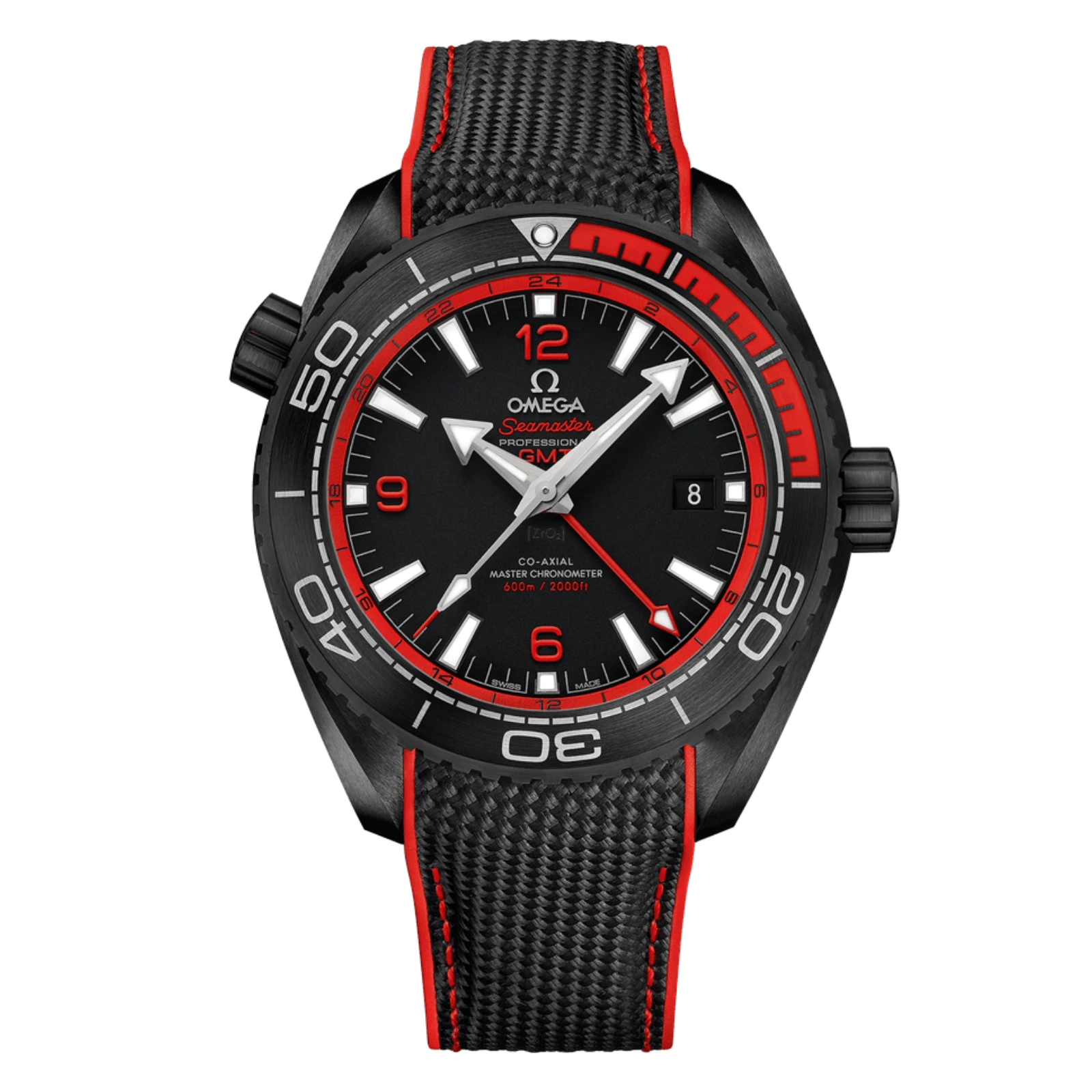 Seamaster Planet Ocean Deep Black red Real Ceramic Black Nylon Strap 45.5mm - Men's Watch