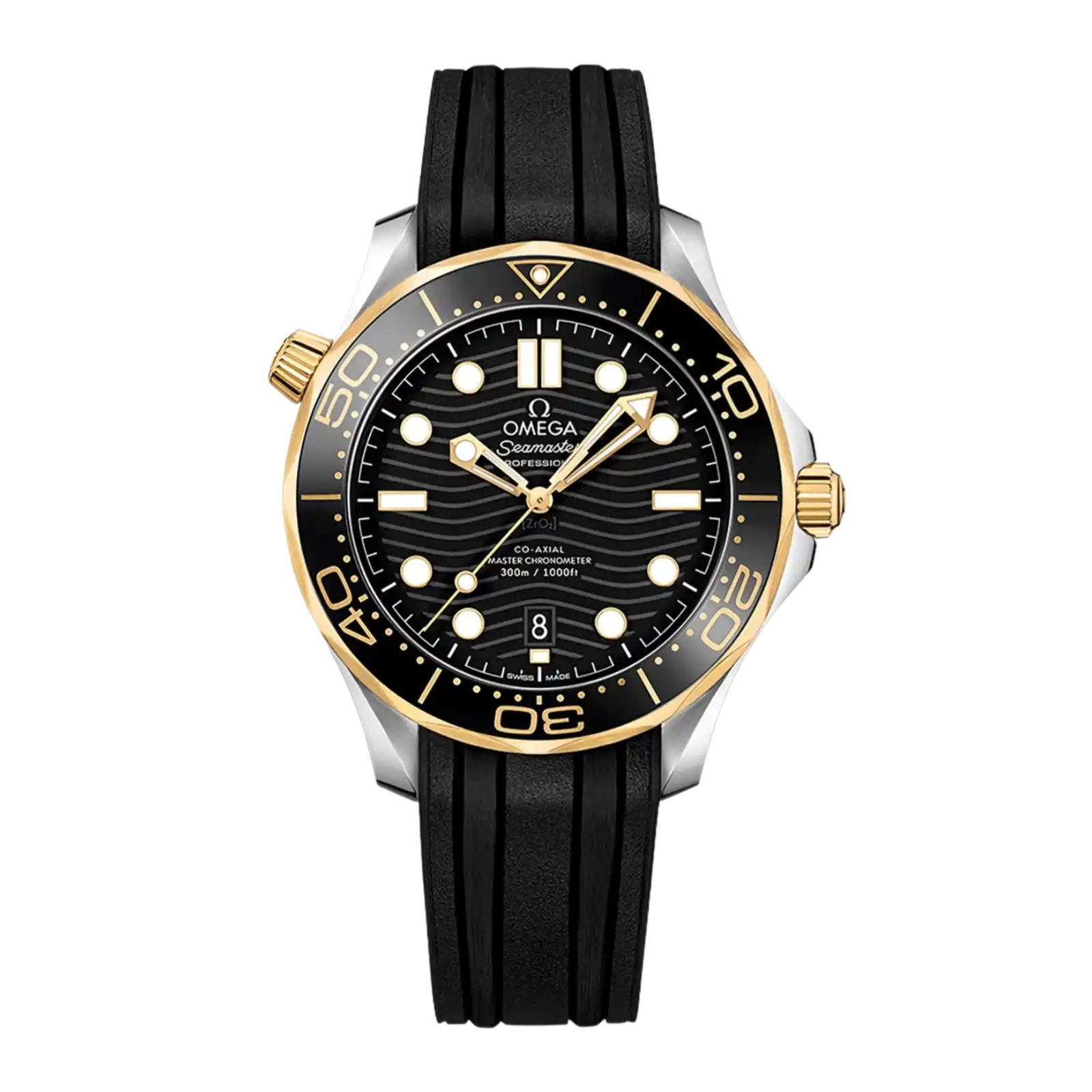 Seamaster Diver 300 42 mm-steel ‑ yellow gold on rubber strap