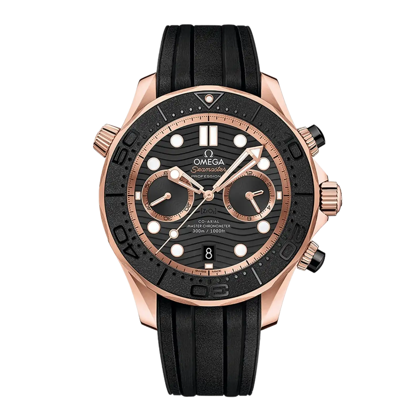 Seamaster Diver 300M 44mm-Sedna™ gold on rubber strap