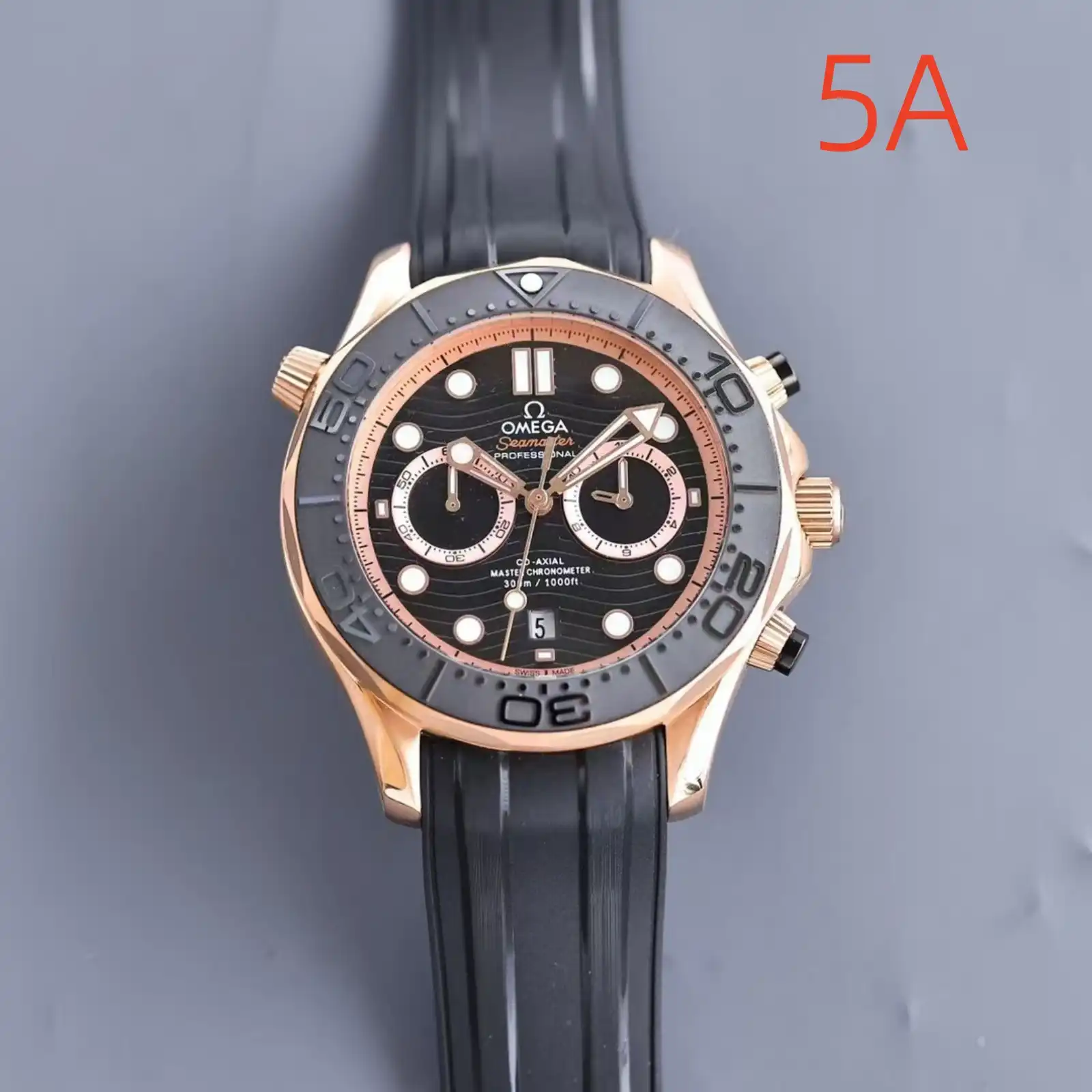 Seamaster Diver 300M 44mm-Sedna™ gold on rubber strap