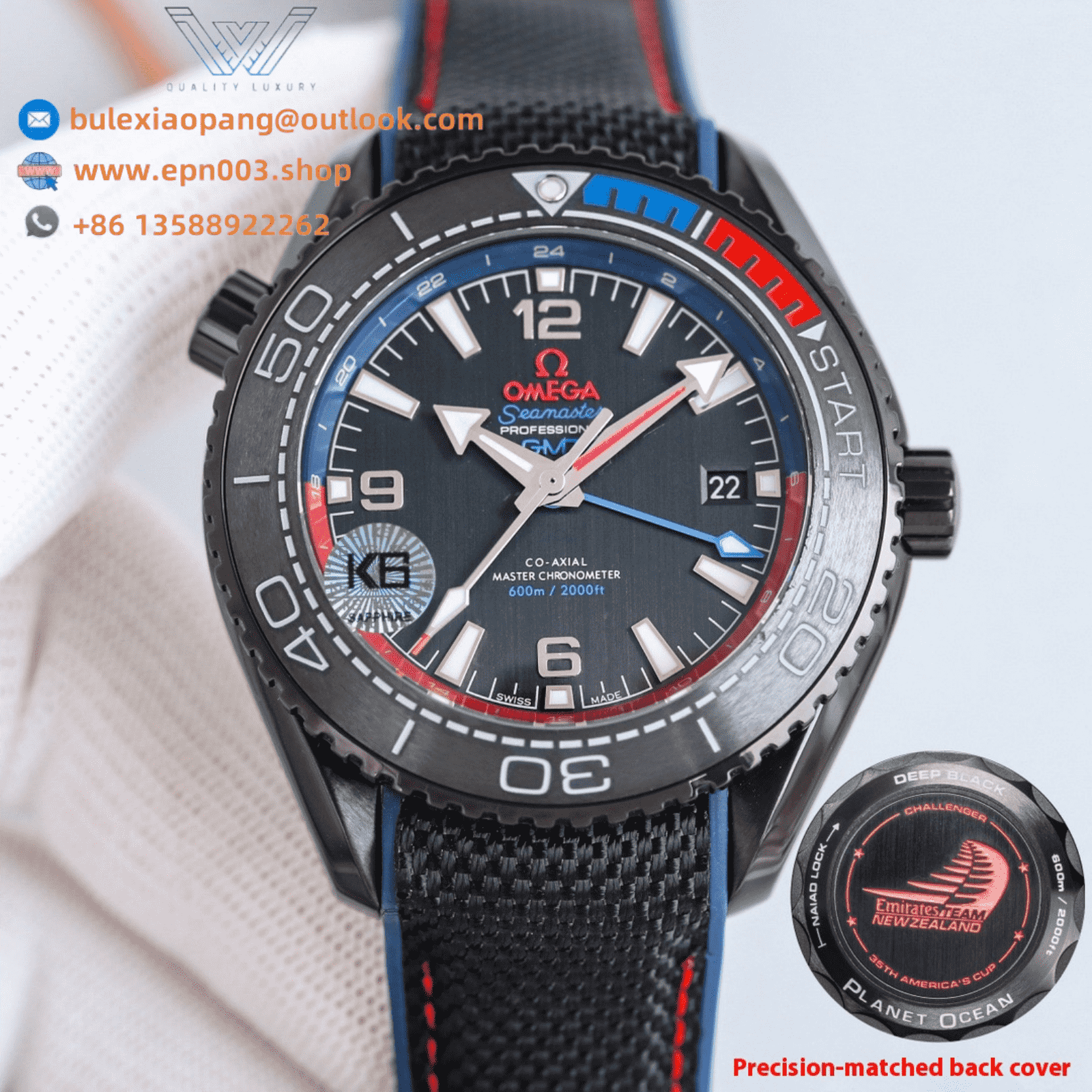 Seamaster Planet Ocean 600M  black ceramic on rubber strap 45.5mm - Men's Watch