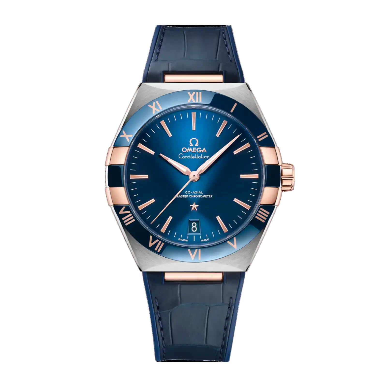 Constellation steel ‑ Sedna™ gold on leather strap - 41mm Mens Watch