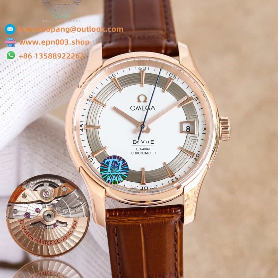 De Vill Hour Vision red gold on leather strap 41mm - Men's Watch