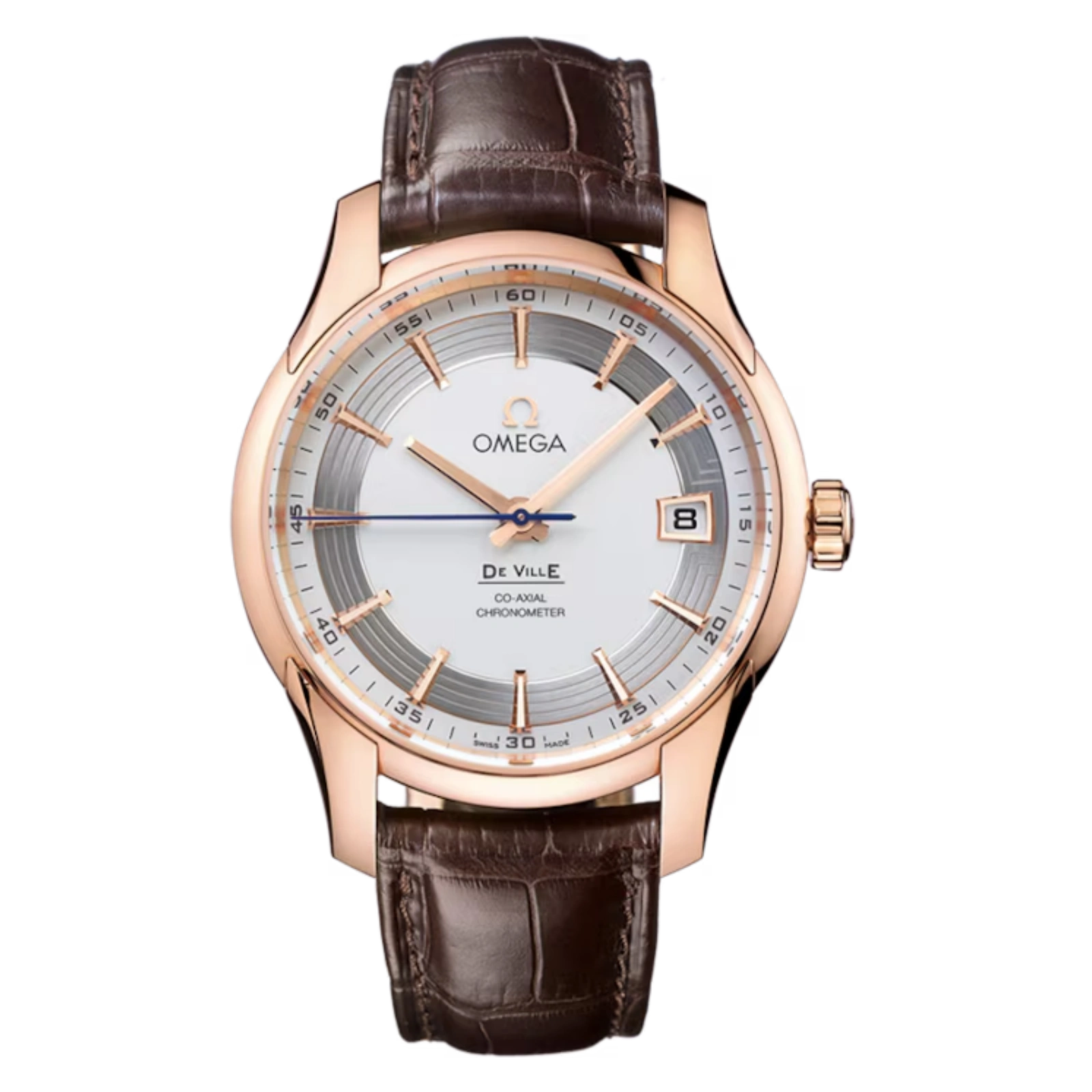De Vill Hour Vision red gold on leather strap 41mm - Men's Watch