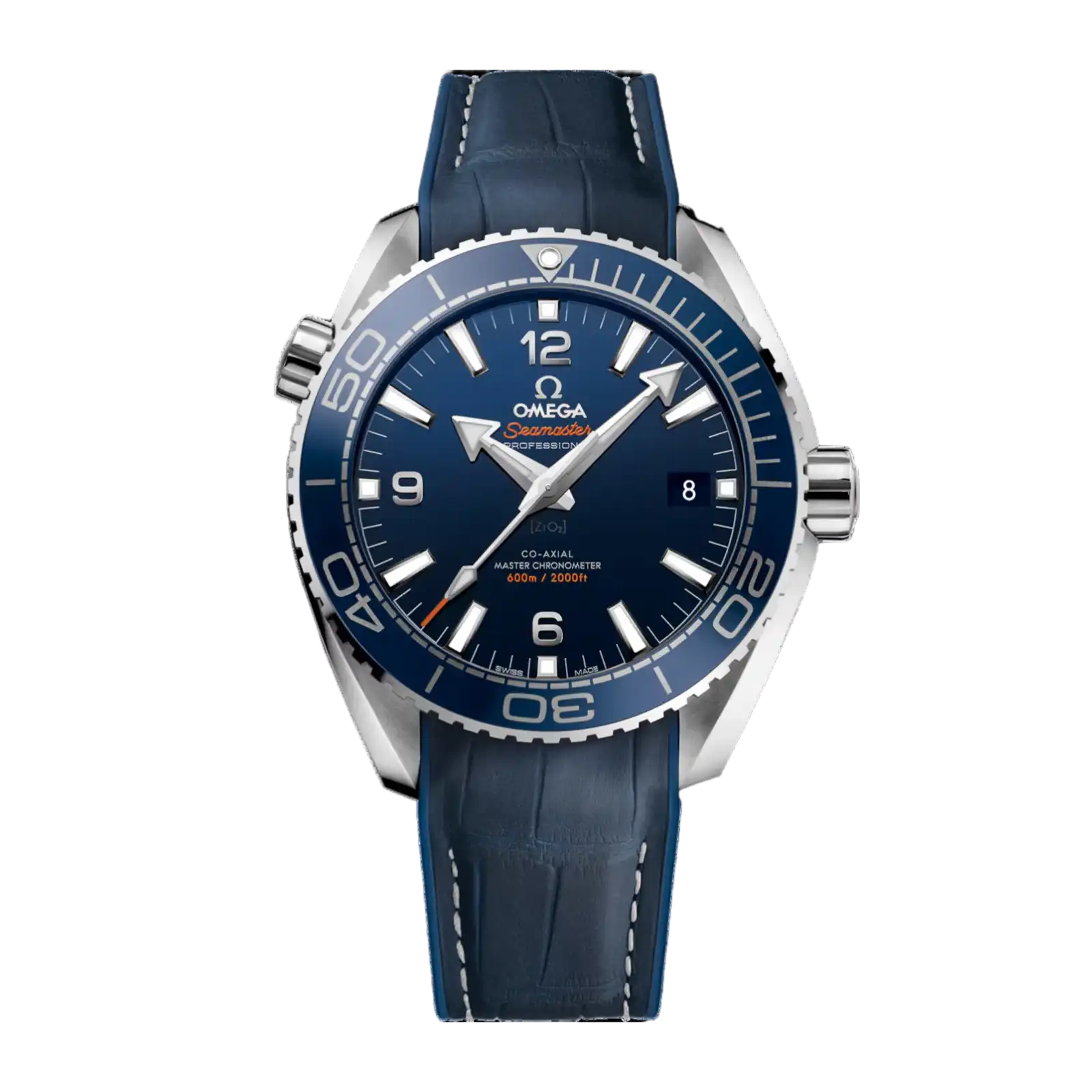 Seamaster Planet Ocean 600M 43.5mm-steel on leather strap with rubber lining - Mens Watch