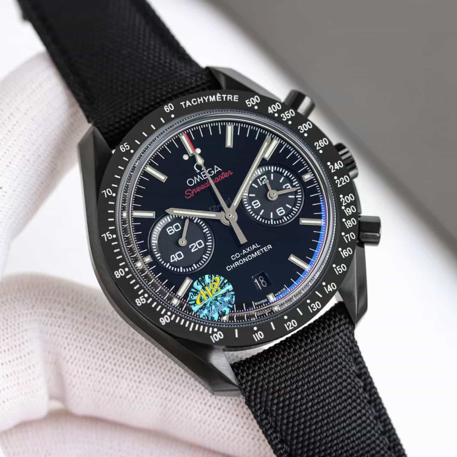 Speedmaster Dark Side of The Moon 44.25mm-Black Cermic On Coated Nylon Fabric Strap With Foldover Clasp - Mens Watch