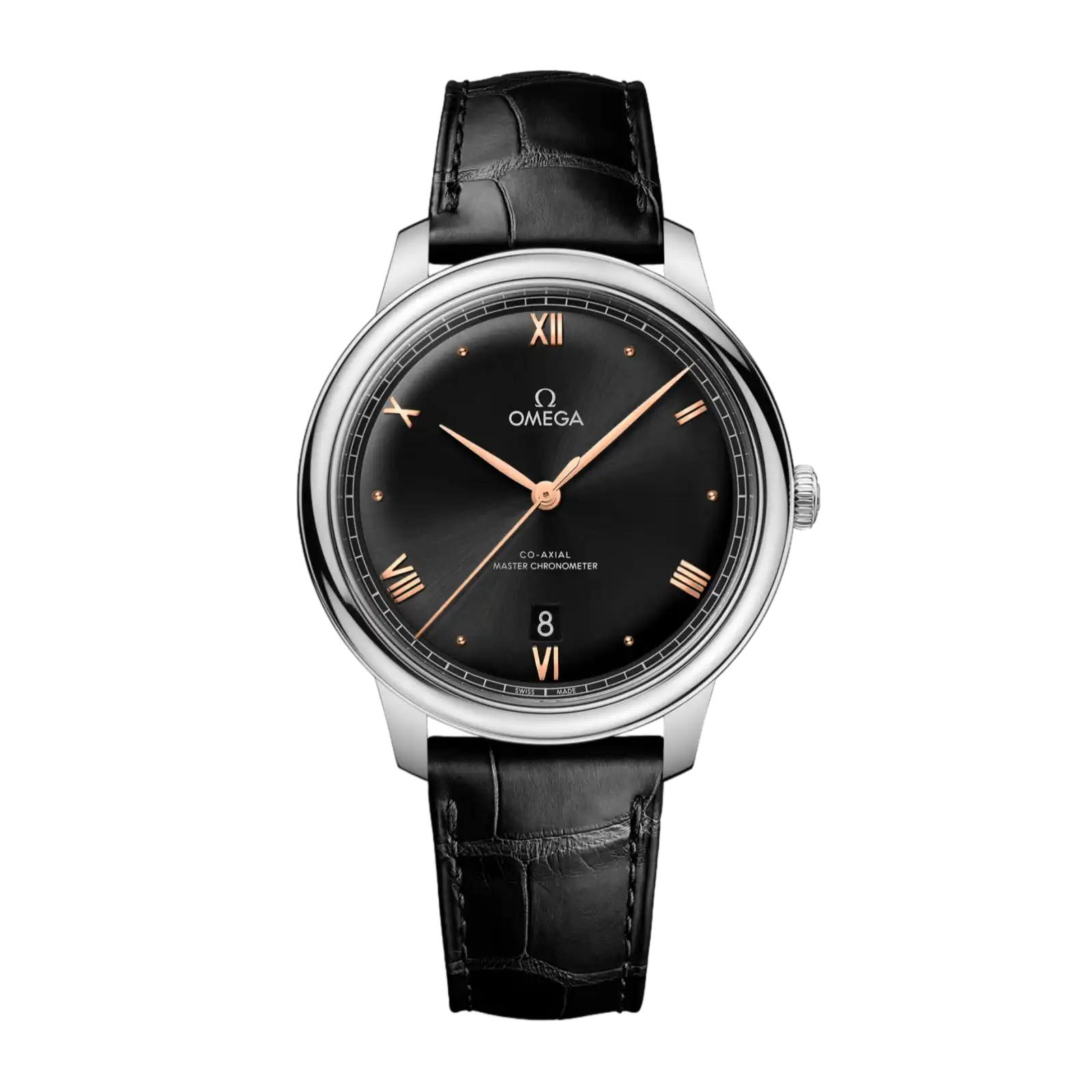 De Ville Prestige 40mm-steel on leather strap - Mens Watch