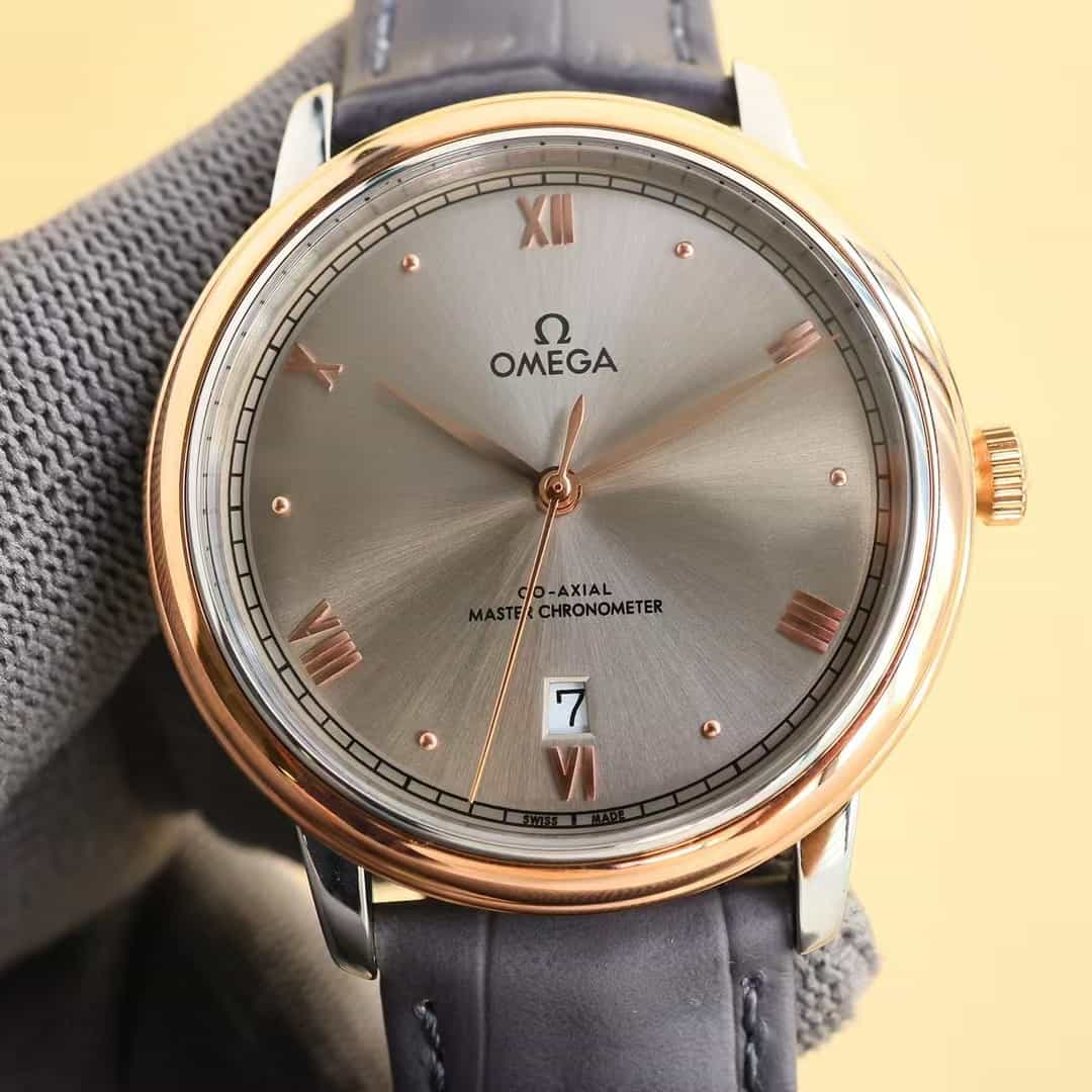 De Ville Prestige 40mm-steel ‑ Sedna™ gold on leather strap - Mens Watch