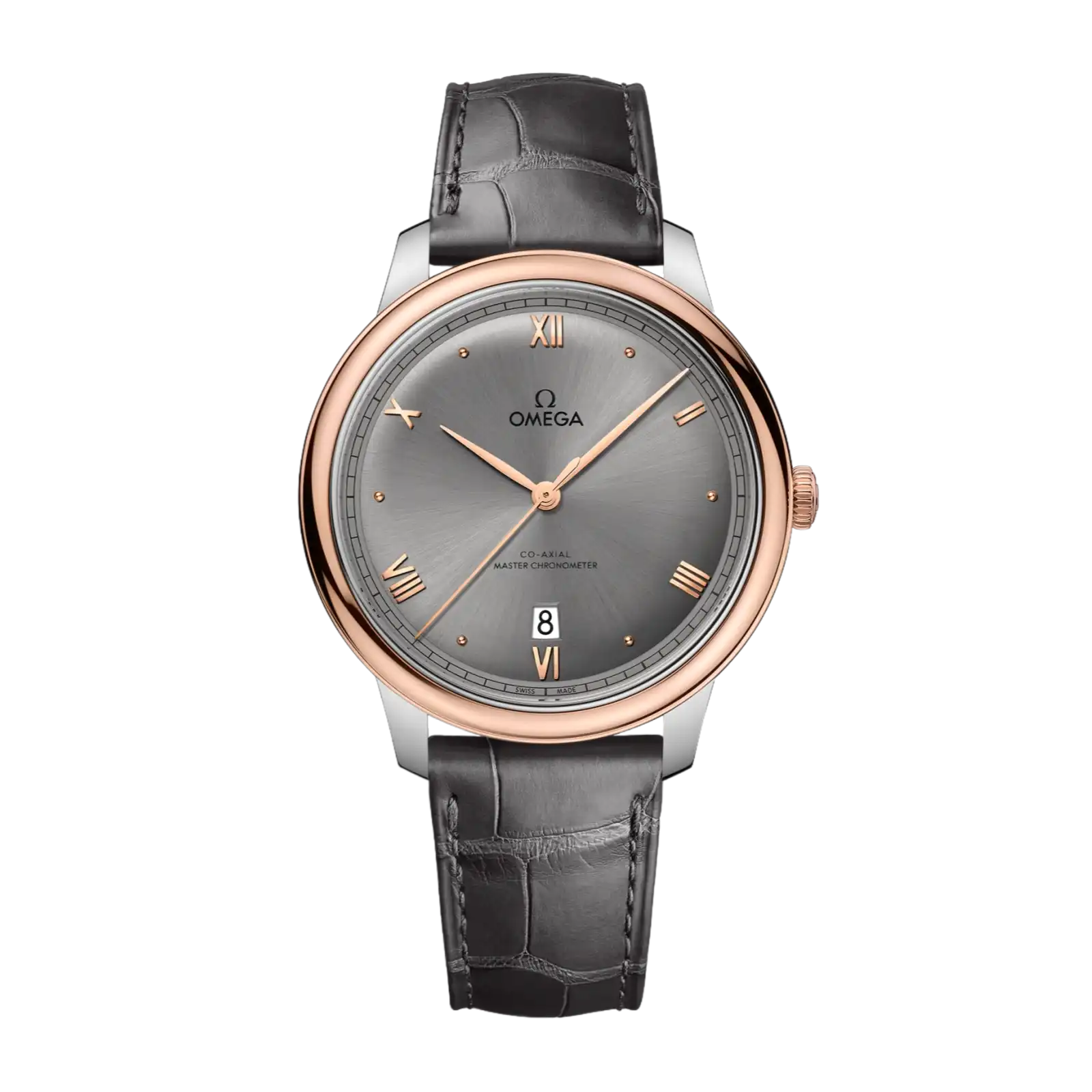De Ville Prestige 40mm-steel ‑ Sedna™ gold on leather strap - Mens Watch