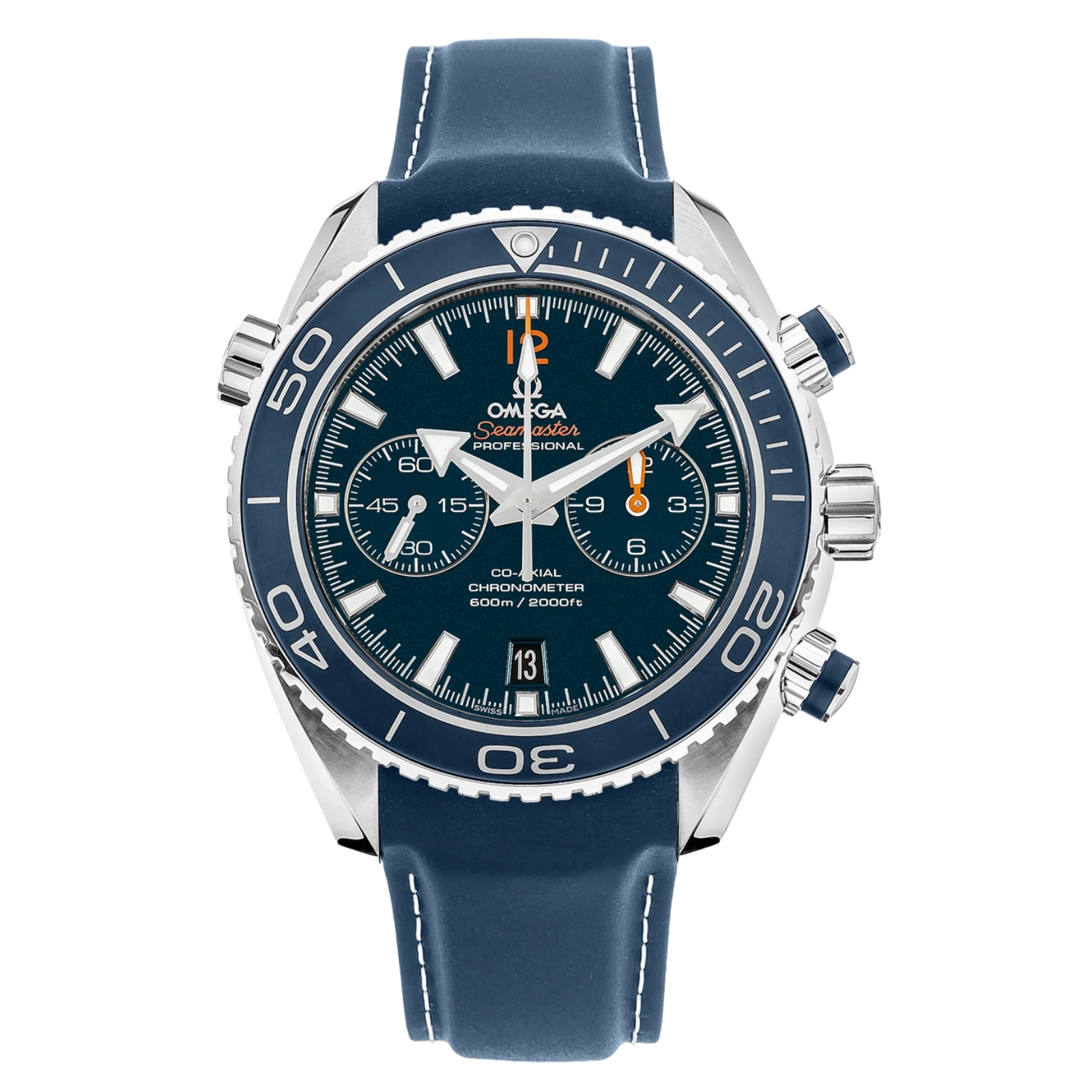 Seamaster Planet Ocean 600M steel on leather strap with rubber lining 43.5mm  - Men's Watch