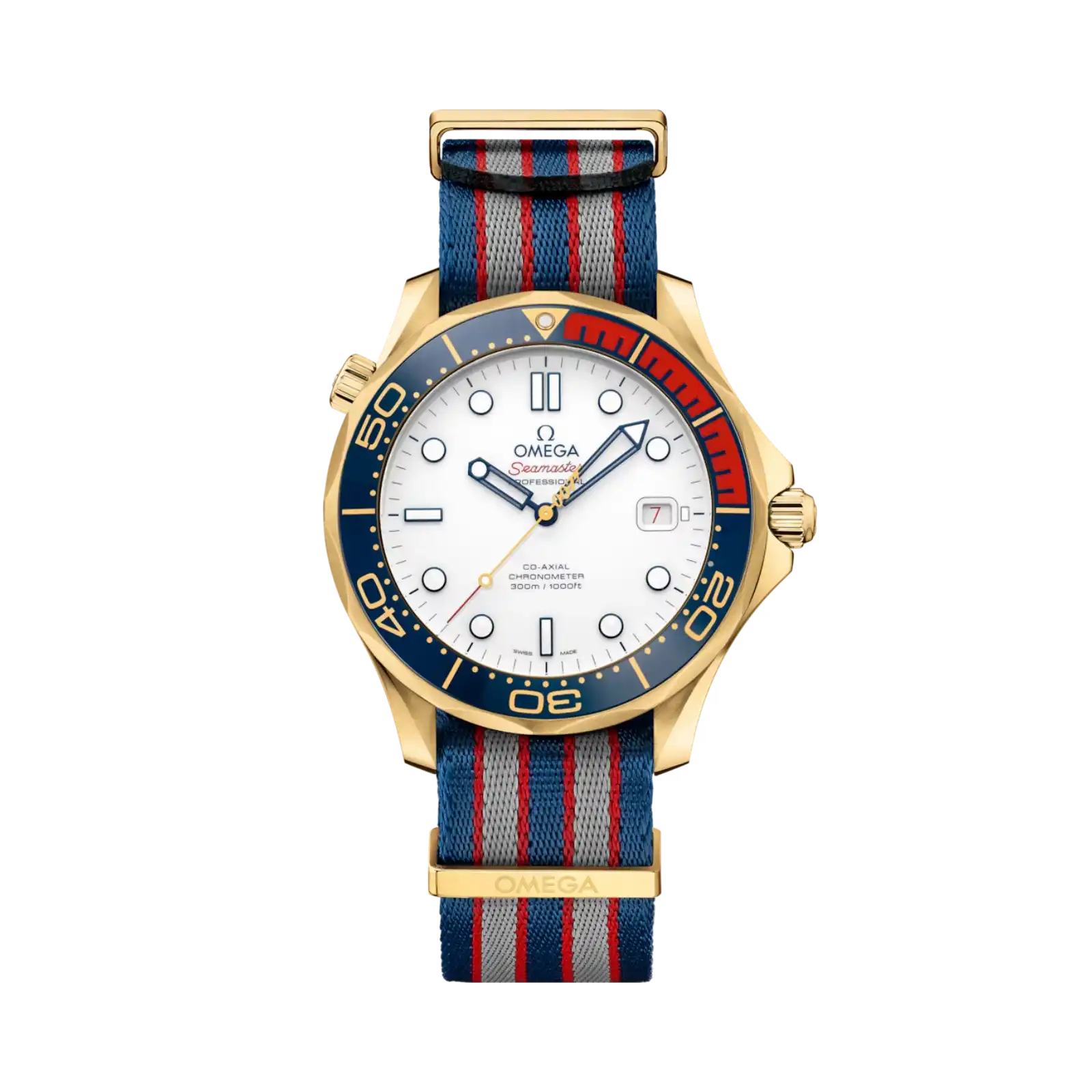 Seamaster Diver 300M yellow gold on NATO strap 41mm - Men Watch