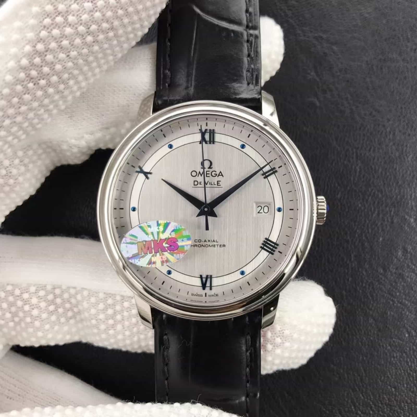 De Ville Prestige 39.5 mm-steel on leather strap-Mens Watch