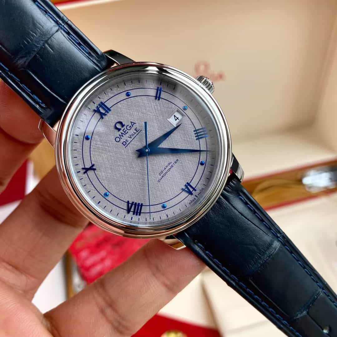 De Ville Prestige 39.5 mm-steel on leather strap-Mens Watch