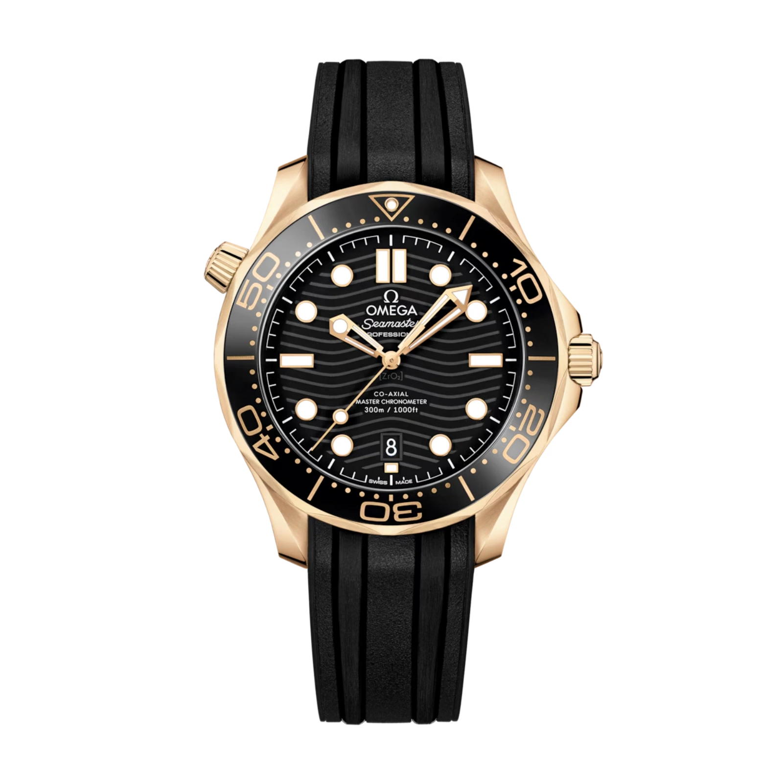 Seamaster Diver 300M 42mm Steel - Sedna™ Gold On Rubber Strap Mens Watch