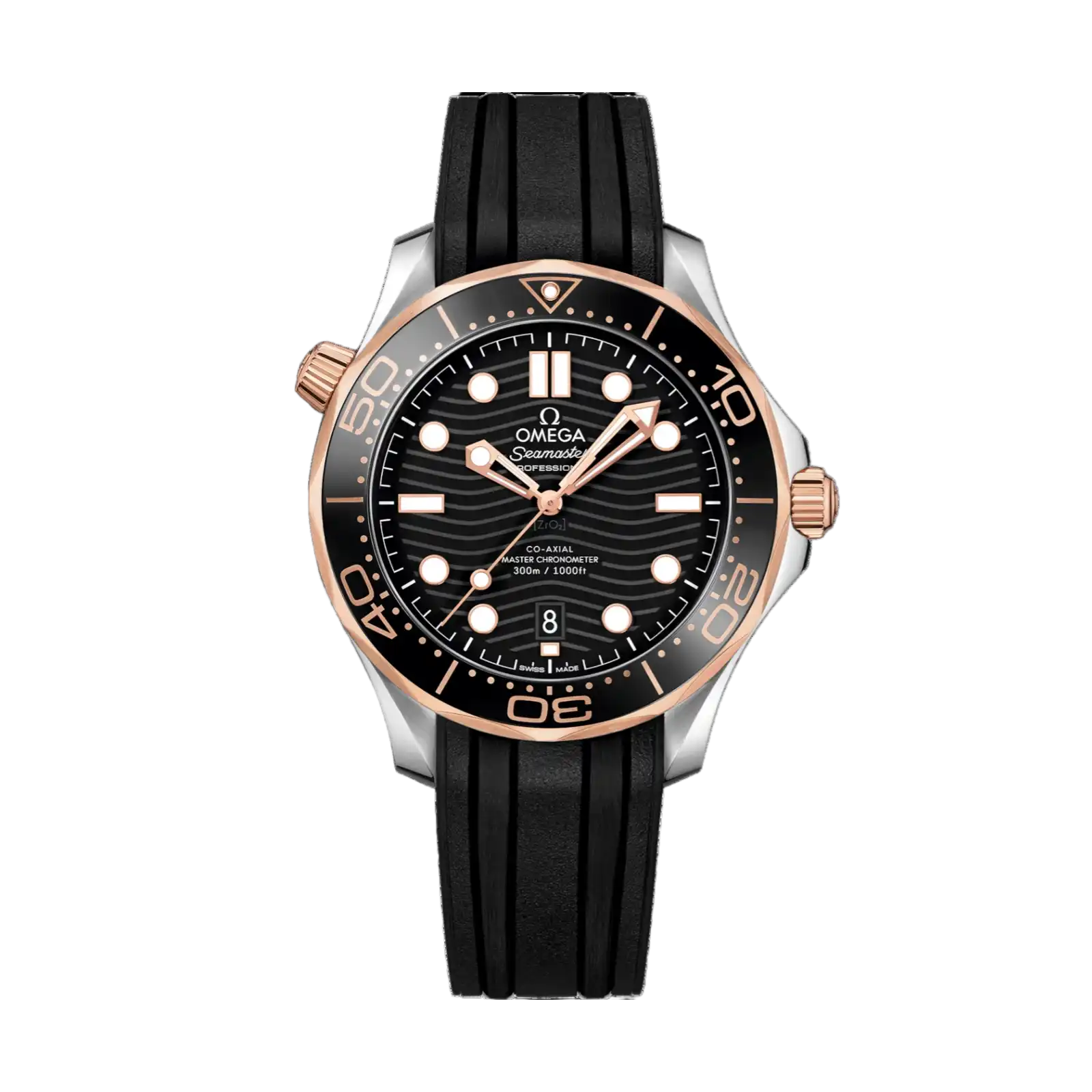 Seamaster Diver 300M 42mm-Steel - Sedna™ Gold On Rubber Strap - Mens Watch
