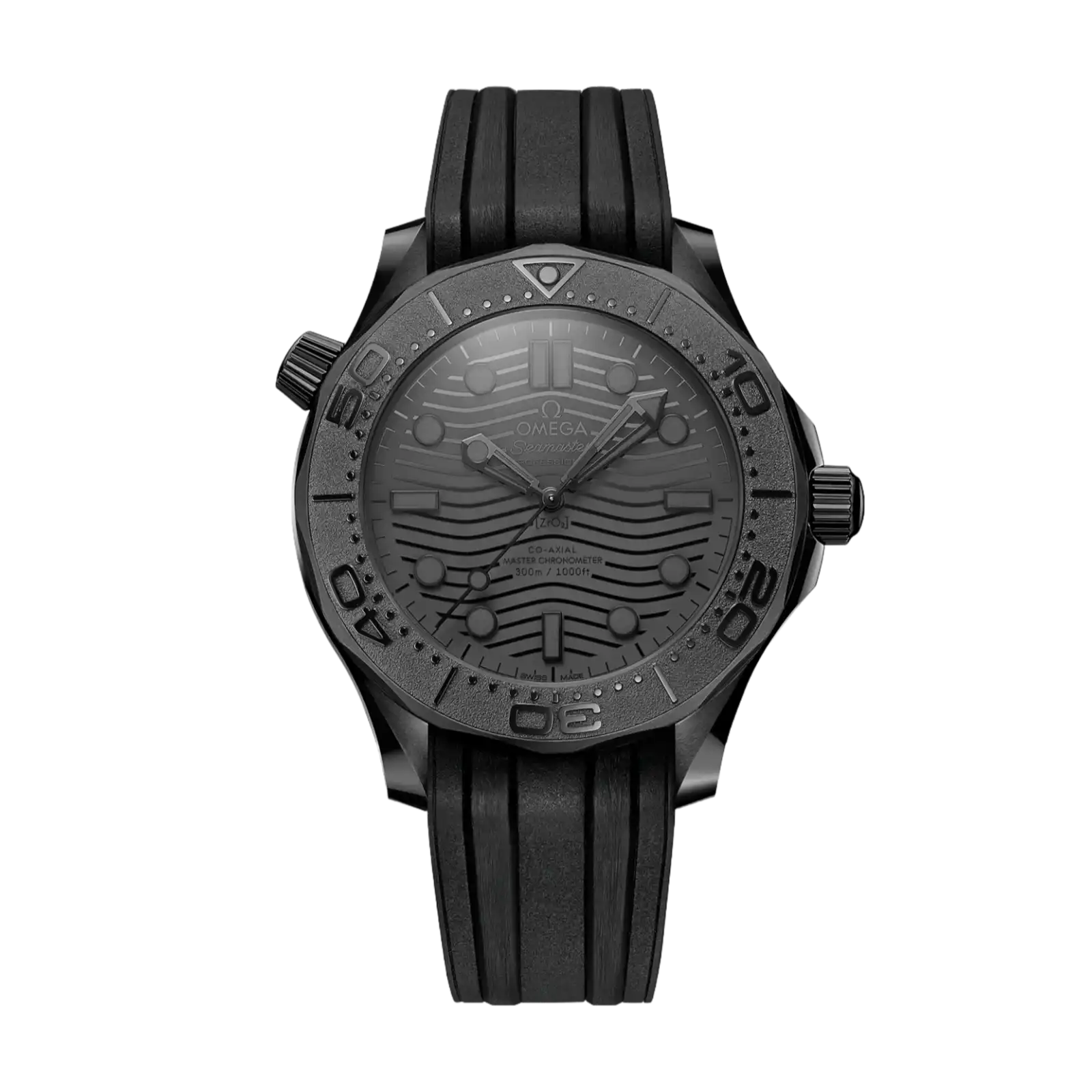 Seamaster Diver 300M Black Ceramic On Rubber Strap - Black Black - 43.5mm Mens Watch
