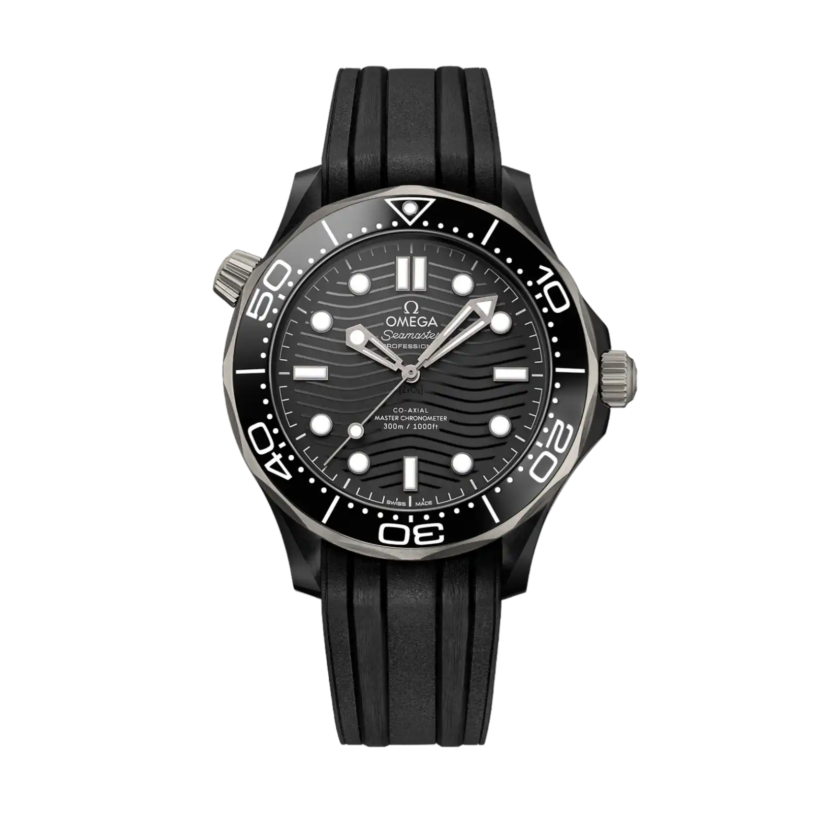 Seamaster Diver 300M 43.5mm Black Ceramic On Rubber Strap - Mens Watch
