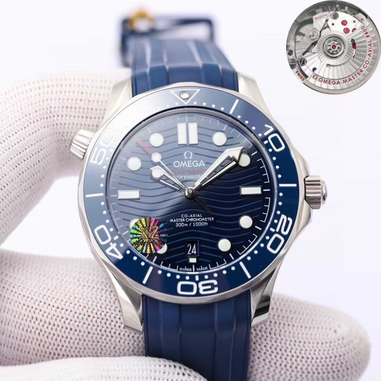 Seamaster Diver 300M 42mm-Steel On Rubber Strap - Mens Watch