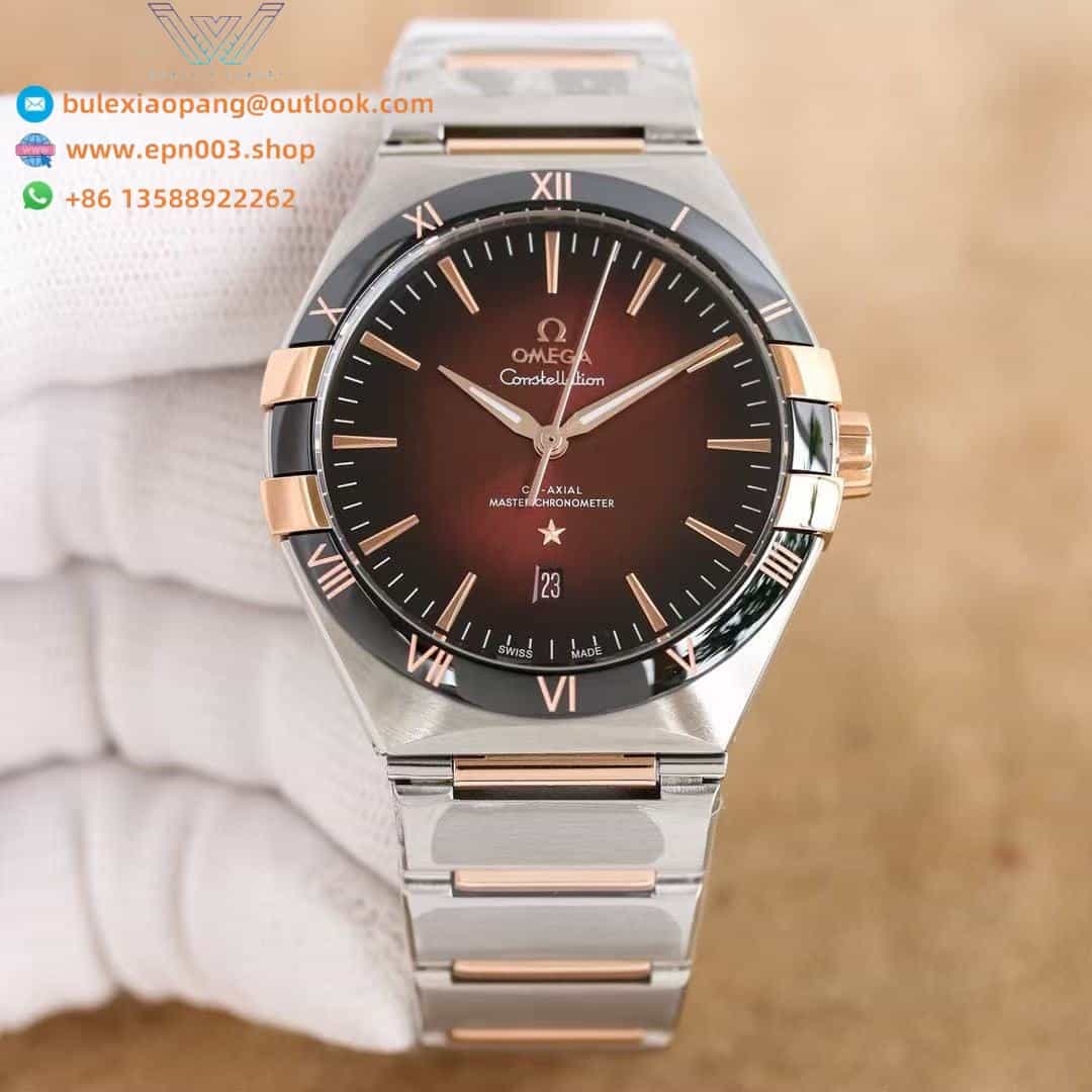 Constellation Stainless steel-Sedna™ gold case with leather strap 41mm Men Watch